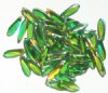 50 5x16mm Aqua, Green, & Topaz Dagger Beads